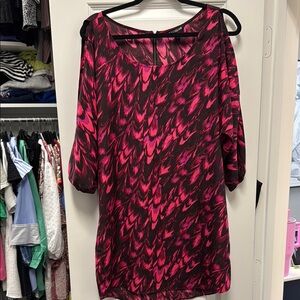 Express Black and Pink Graphic Tunic 3/4 Sleeve